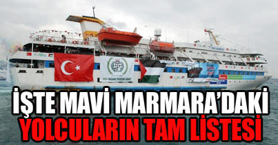 Mavi Marmara'daki yolcuların tam listesi