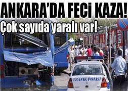 Ankara'da iki belediye otobüsü çarpıştı