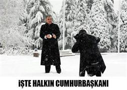 Cumhurbaşkanı Gül'ün kar keyfi