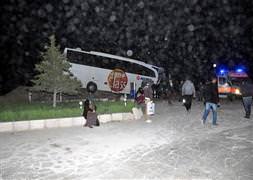 Yolcu otobüsü kuma çarptı: 30 yaralı