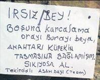 Asan dayı not bıraktı