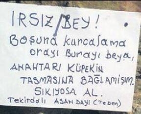 Asan dayı not bıraktı