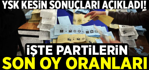 YSK kesin sonuçları açıkladı