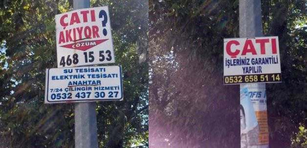 Çatı adayın ofisinin karşısında güldüren ilan-1