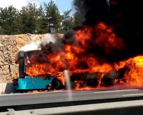 Halk otobüsünde yangın: 4 ölü