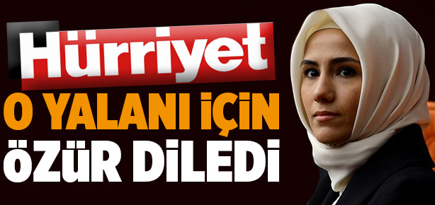 Hürriyet, Sümeyye Erdoğan'dan özür diledi