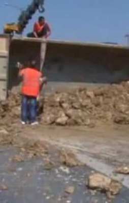 Devrilen kamyon TEM'i kilitledi