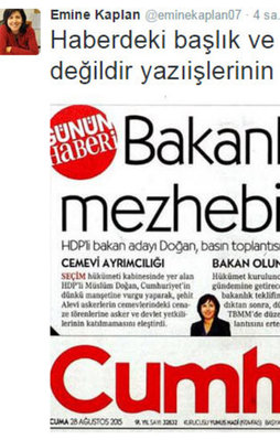 Cumhuriyet muhabiri haberi sahiplenmedi