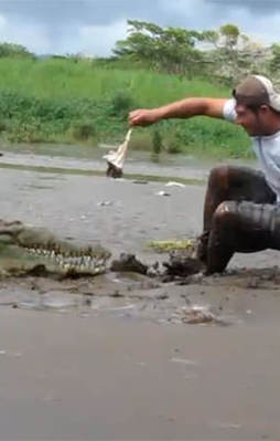 Vahşi timsah ile oyun bakın nasıl bitti!