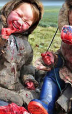 Avladıkları hayvanları kanlı kanlı yediler