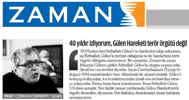 Hikmet Çetinkaya şimdi de FETÖ'cü oldu