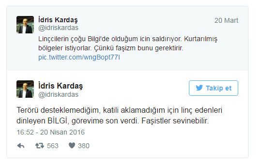 Terörü desteklemedi Bilgi Üniversitesi'nden atıldı-1