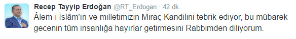 Erdoğan'dan Miraç Kandili mesajı-1