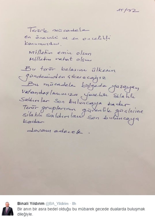 Binali Yıldırım'dan terörle mücadele mesajı-1