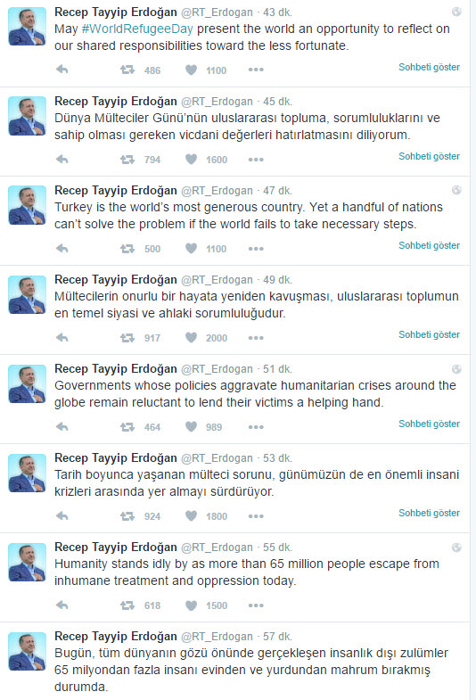 Erdoğan'dan 'Dünya Mülteciler Günü' mesajı-1