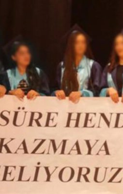 Mezuniyette açılan pankarta inceleme