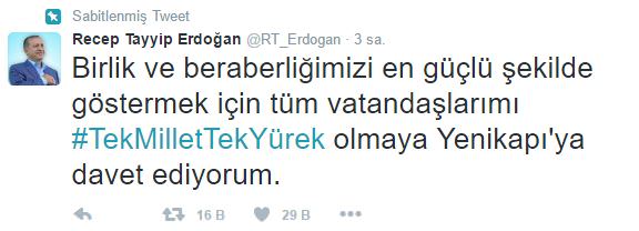 Cumhurbaşkanı Erdoğan'dan Yenikapı tweeti!-1