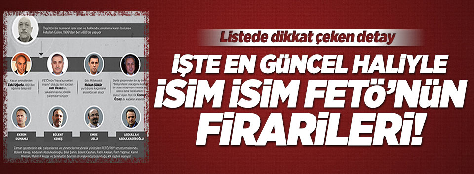 İşte isim isim FETÖ'nün firarileri