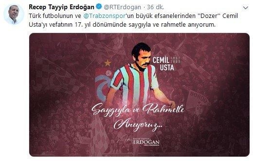 Başkan Erdoğan'dan Trabzonspor efsanesi Cemil Usta için anma mesajı-1