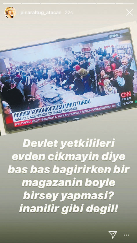 Pınar Altuğ'dan haklı isyan: Devlet yetkilileri evden çıkmayın diye bas bas bağırırken...-1