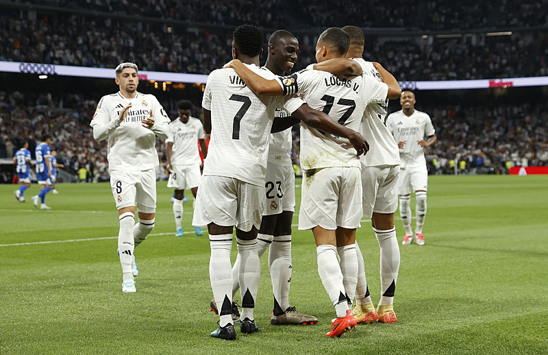 Kylian Mbappe, Rodrygo ve Vinicius Junior Real Madrid'in en önemli gol silahları. [AA]