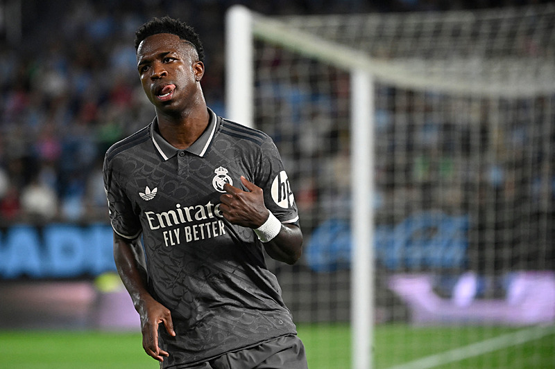 Vinicius Junior Real Madrid'e Celta Vigo maçında galibiyeti getiren isim oldu (AFP)