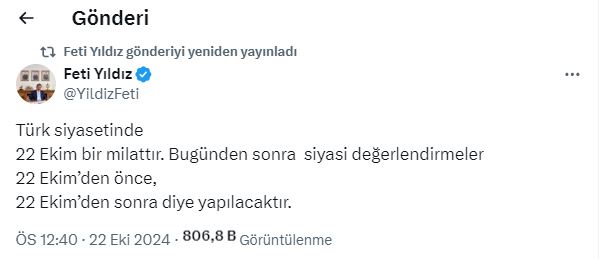 Feti Yıldız'ın X paylaşımı