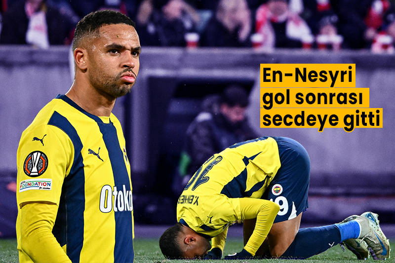 Youssef En-Nesyri Slavia Prag'a attığı gol sonrası secdeye gitti (AA)