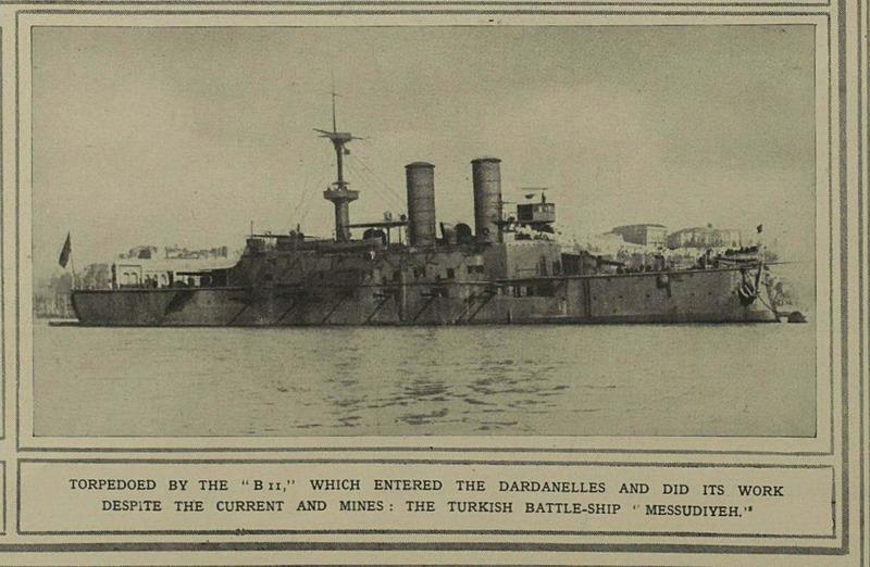 Çanakkale'de İngiliz B-11 denizaltısı tarafından batırılan Mesudiye Zırhlısı (DHA)