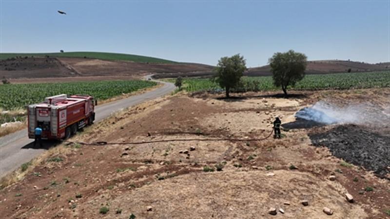 Yangın, Diyarbakır'ın Çınar ile Mardin'in Mazıdağı ilçeleri arasındaki bölgede çıktı. (DHA)