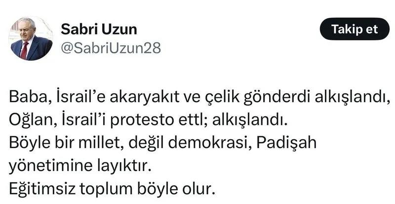 Uzun'un provokatif paylaşımı.  (X hesabı ekran görüntüsü)