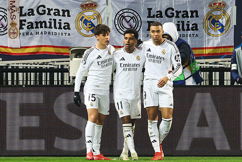 Arda Güler, Rodrygo ve Kylian Mbappe (AFP)