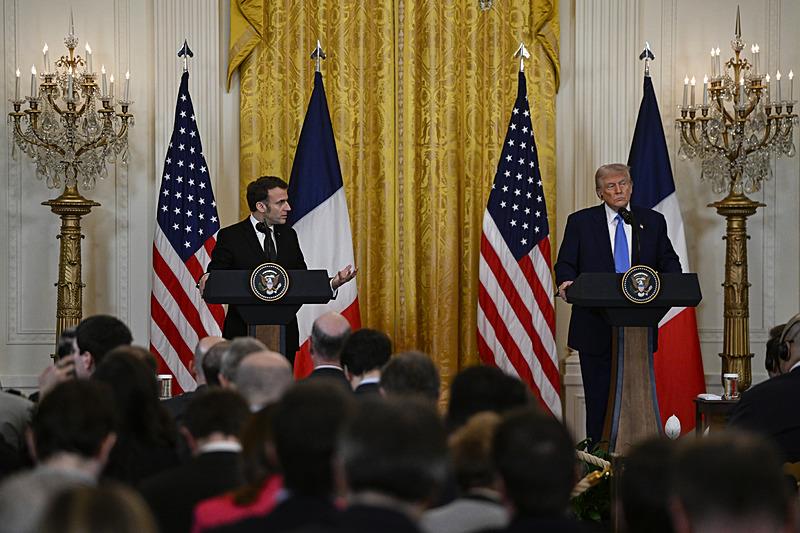 Trump ve Macron, Beyaz Saray'da bir araya geldi. (AA)