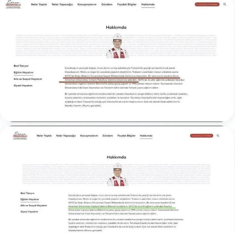 İmamoğlu panikle özgeçmişini güncelledi (Takvim.com.tr)