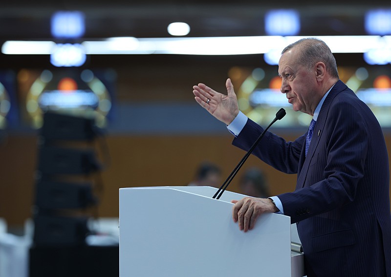 Başkan Erdoğan, Antalya Havalimanı Yeni İç ve Dış Hat Terminal Binalarının Açılış Töreni'nde konuştu. (AA)