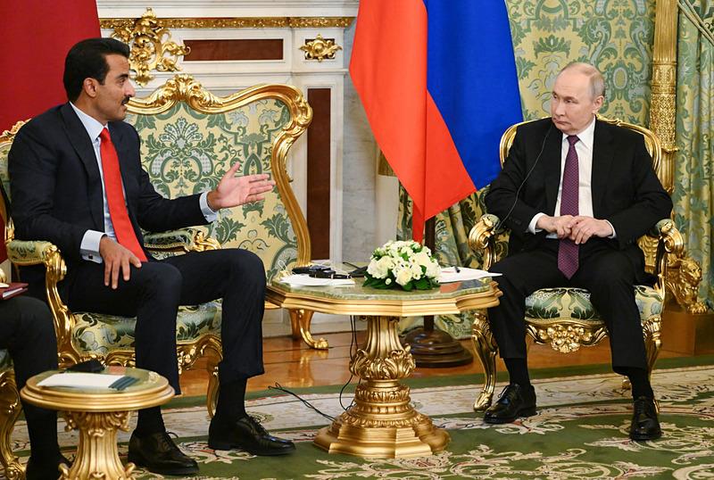Rusya Devlet Başkanı Vladimir Putin Moskova’da Katar Emiri Şeyh Temim bin Hamad Al Sani ile bir araya geldi, DHA