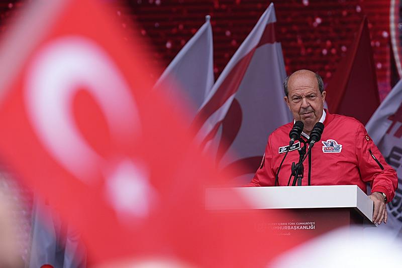 KKTC Cumhurbaşkanı Ersin Tatar, TEKNOFEST KKTC'nin açılış töreninde konuştu (Fotoğraf: AA)