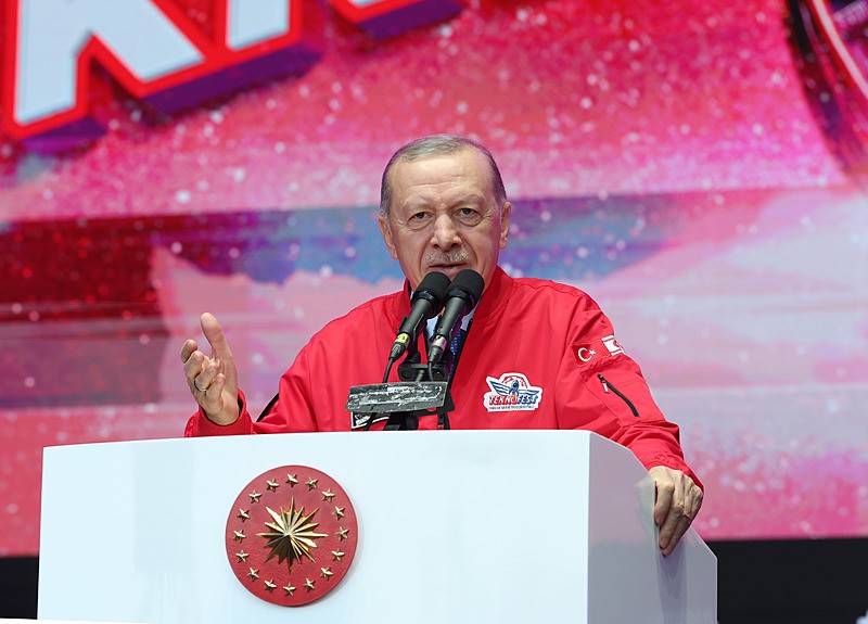 Başkan Erdoğan, TEKNOFEST KKTC Ödül Töreni'nde konuştu. (AA)