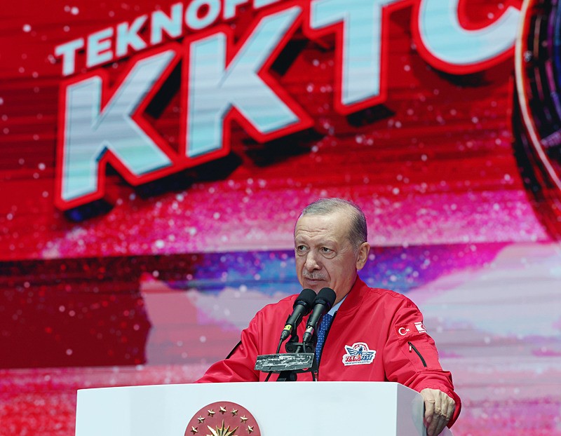 Başkan Erdoğan, TEKNOFEST KKTC Ödül Töreni'nde konuştu. (AA)