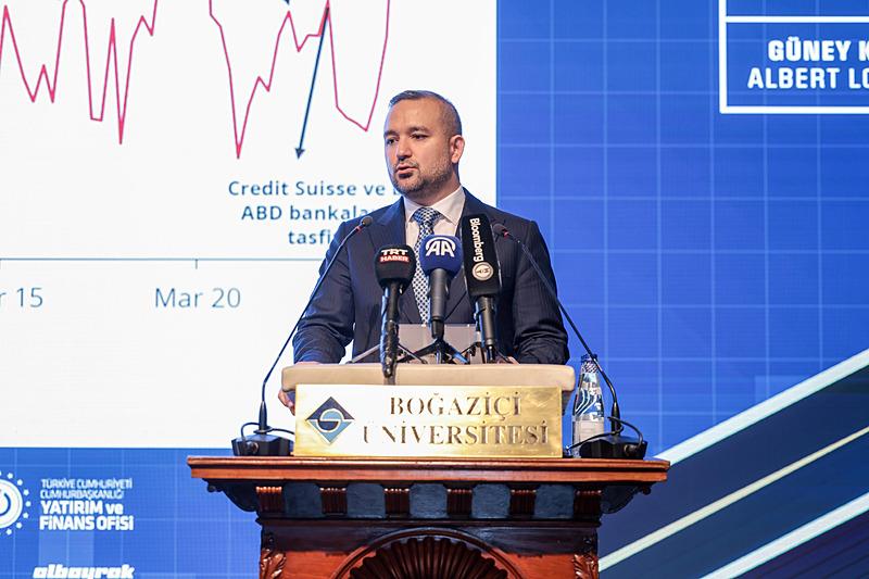 TCMB Başkanı Fatih Karahan, Boğaziçi Üniversitesi Finans Zirvesi'nde konuştu. (AA)