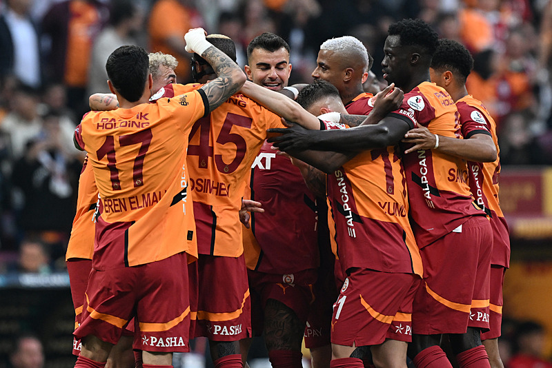 Galatasaray'ın şampiyonluk maçındaki gol sevinci (AA)