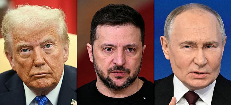 Trump, Zelenskiy ve Putin, AFP