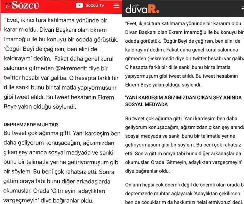 Ses kayıtları ʺyeniymişʺ gibi servis edilen çekilme olayını Kılıçdaroğlu 8 Kasım 2023'te zaten anlatmıştı (Takvim.com.tr)