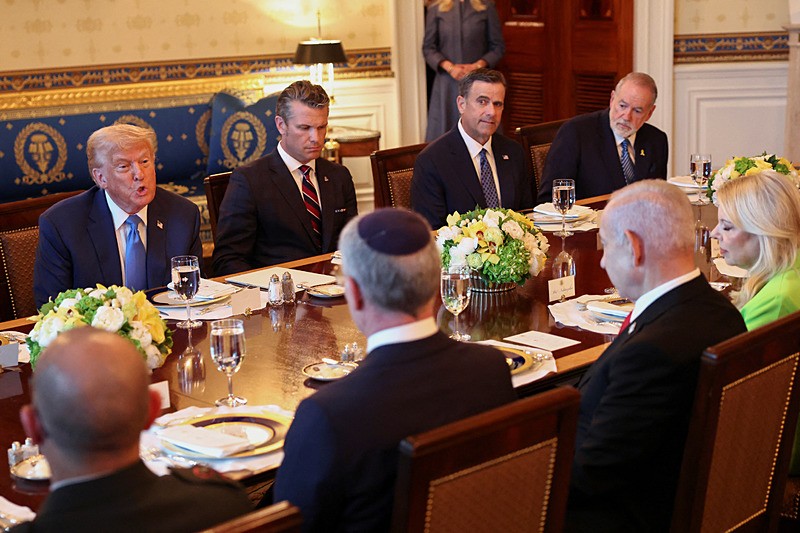 Trump, Netanyahu ve heyetleri, Reuters
