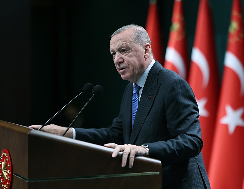 Başkan  Erdoğan, Kabine Toplantısı'nın ardından millete seslendi. (AA)