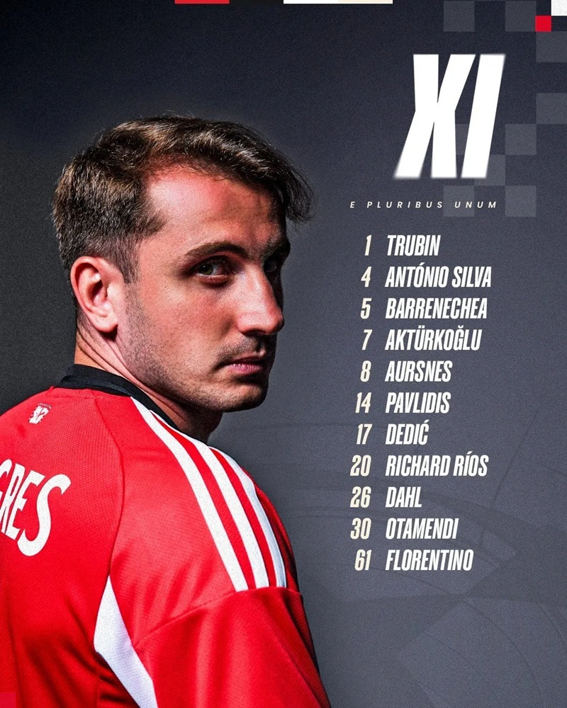 Benfica'nın Fenerbahçe maçı ilk 11 görseli (benfica X hesabı)