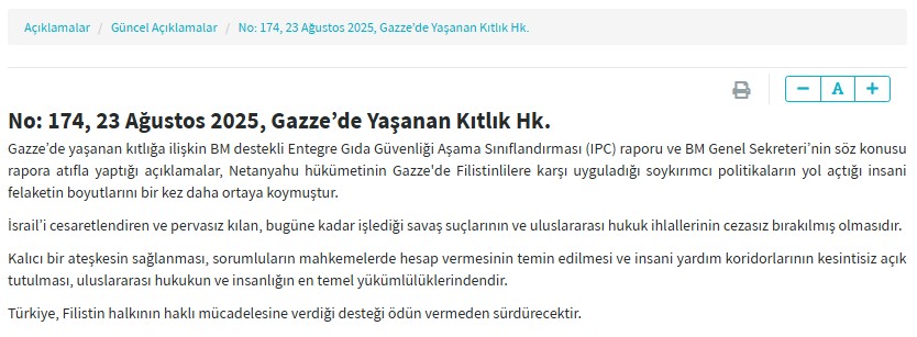 Dışişleri Bakanlığından İsrail'e Gazze tepkisi! Kıtlık ve açlık krizi: Türkiye Filistin halkının haklı mücadelesine desteği sürdürecek-1