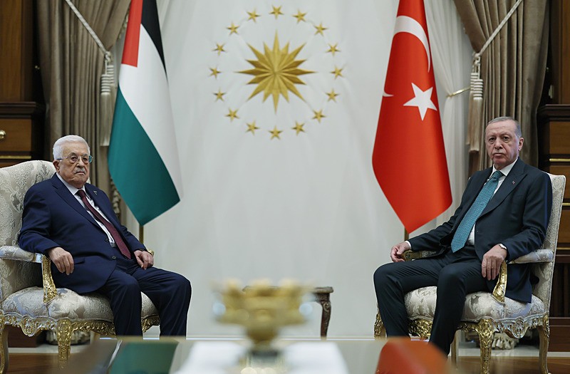 Başkan Erdoğan Filistin Devlet Başkanı Mahmud Abbas ile Cumhurbaşkanlığı Külliyesi'nde bir araya geldi