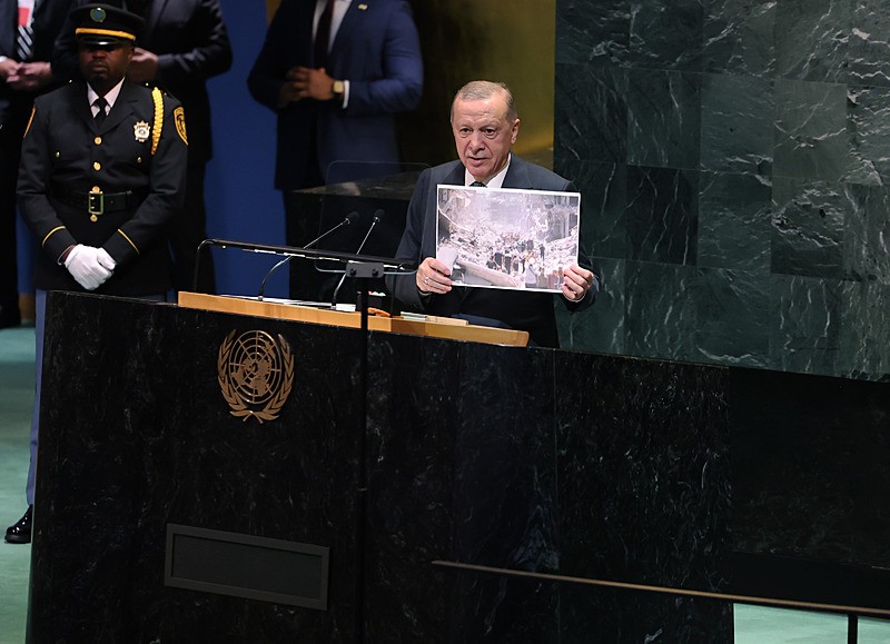Başkan Erdoğan, Birleşmiş Milletler (BM) 80. Genel Kurulu'na katılarak konuşma yaptı (AA)
