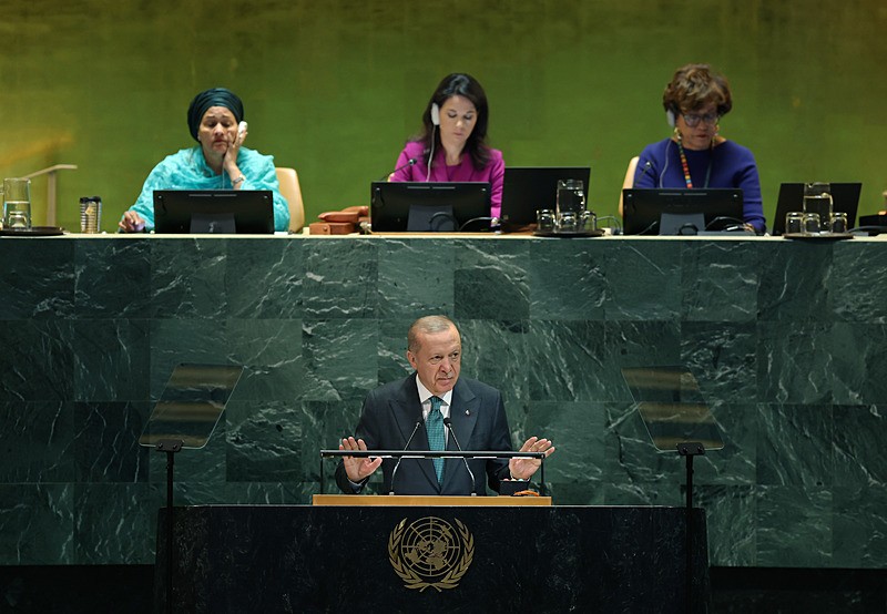 Başkan Erdoğan, Birleşmiş Milletler (BM) 80. Genel Kurulu'na katılarak konuşma yaptı (AA)
